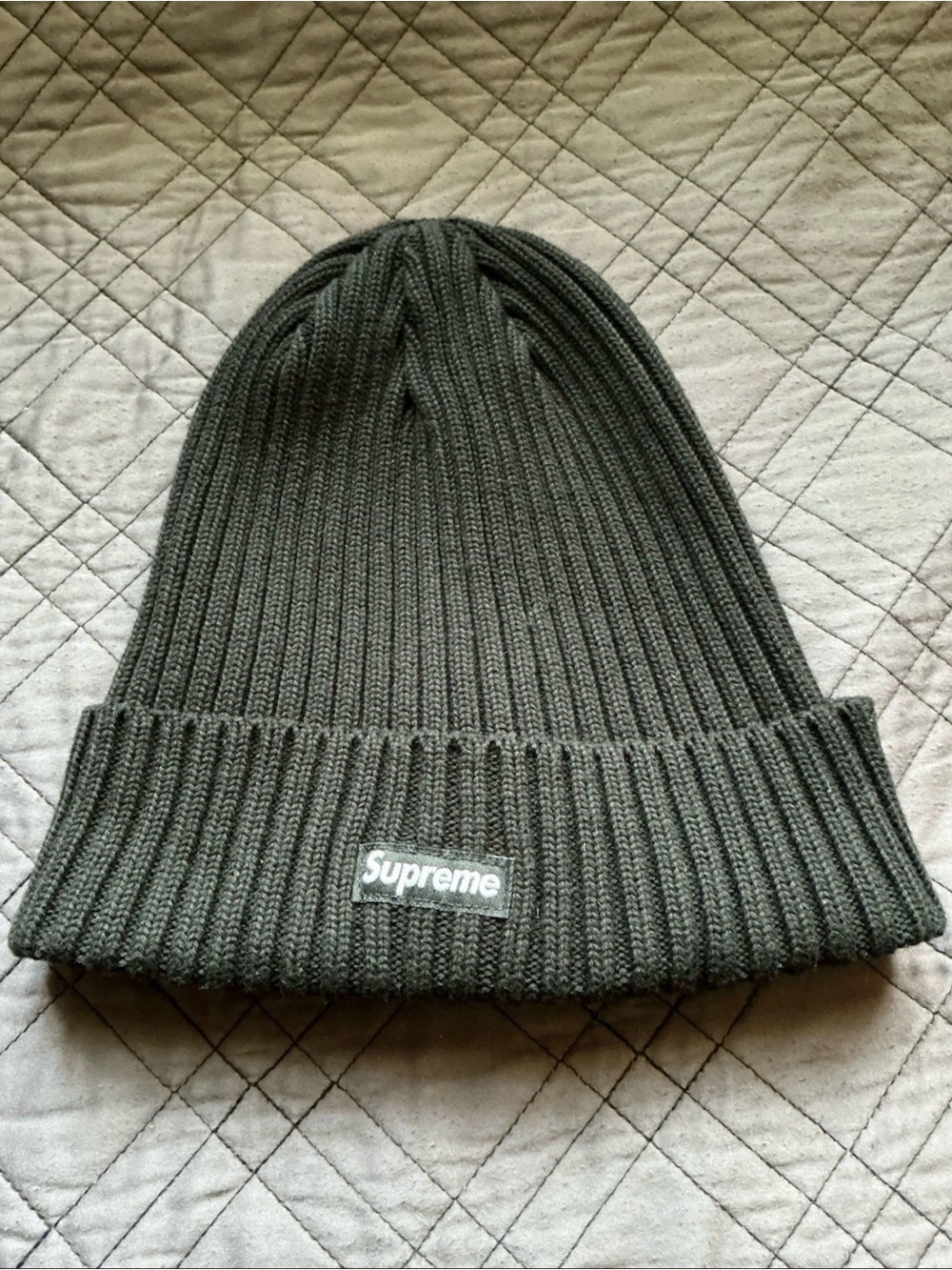 Supreme Ribbed Cotton Box Logo Beanie Cap Black